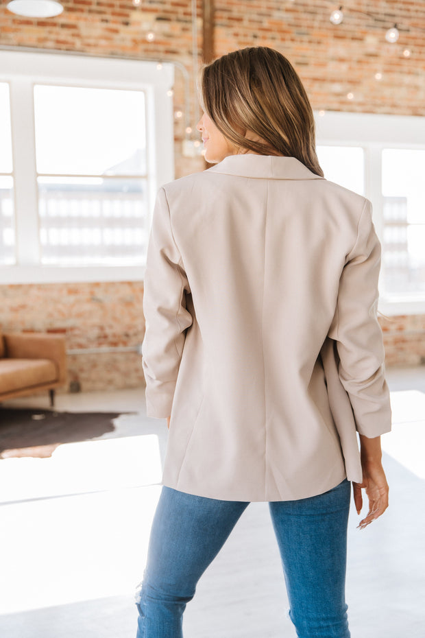 Everton Ruched Sleeve Blazer