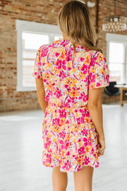 Evie Floral Print Ruffle Dress S-XL