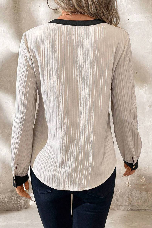 Jenna V-Neck Textured Blouse | S-XL