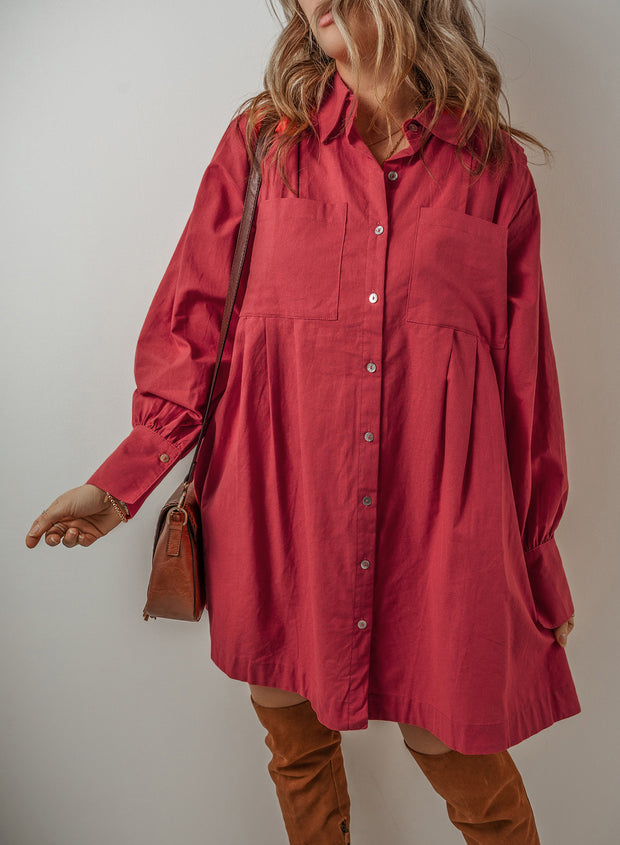 Raelie Button Up Shirt Dress | S-XL | PRE ORDER