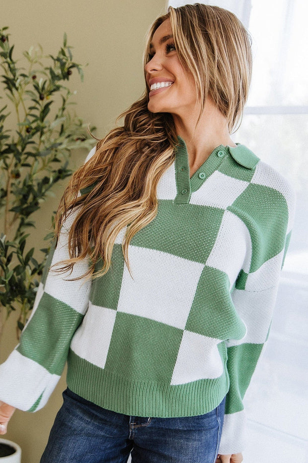 Fiora Checkered Collared Sweater
