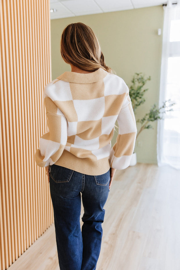 Fiora Checkered Collared Sweater