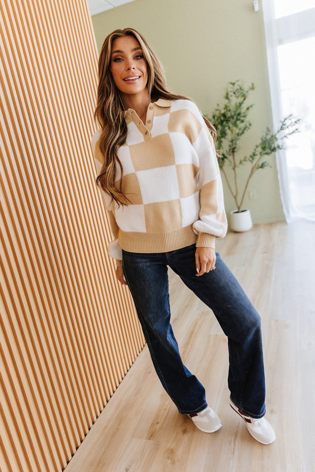 Fiora Checkered Collared Sweater | DROPSHIP