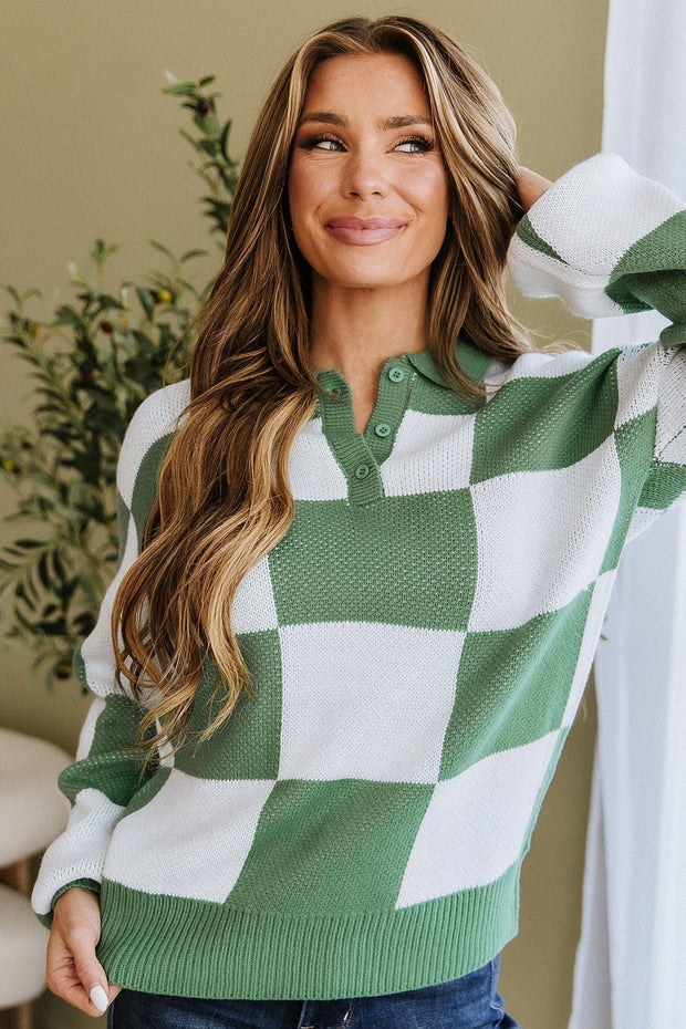 Fiora Checkered Collared Sweater
