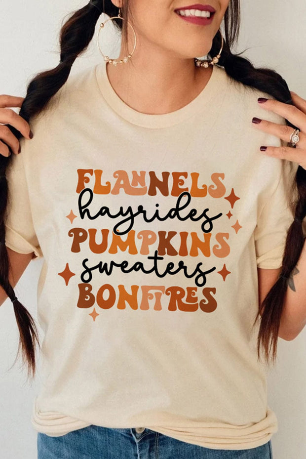 Flannels Hayrides Pumpkins Bonfires Graphic Tee