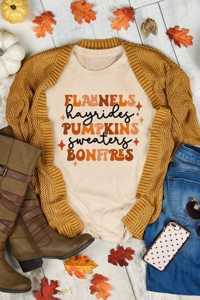 Flannels Hayrides Pumpkins Bonfires Graphic Tee | PRE ORDER