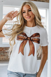 Football Printed Bow Graphic Tee | S-2XL | PRE ORDER