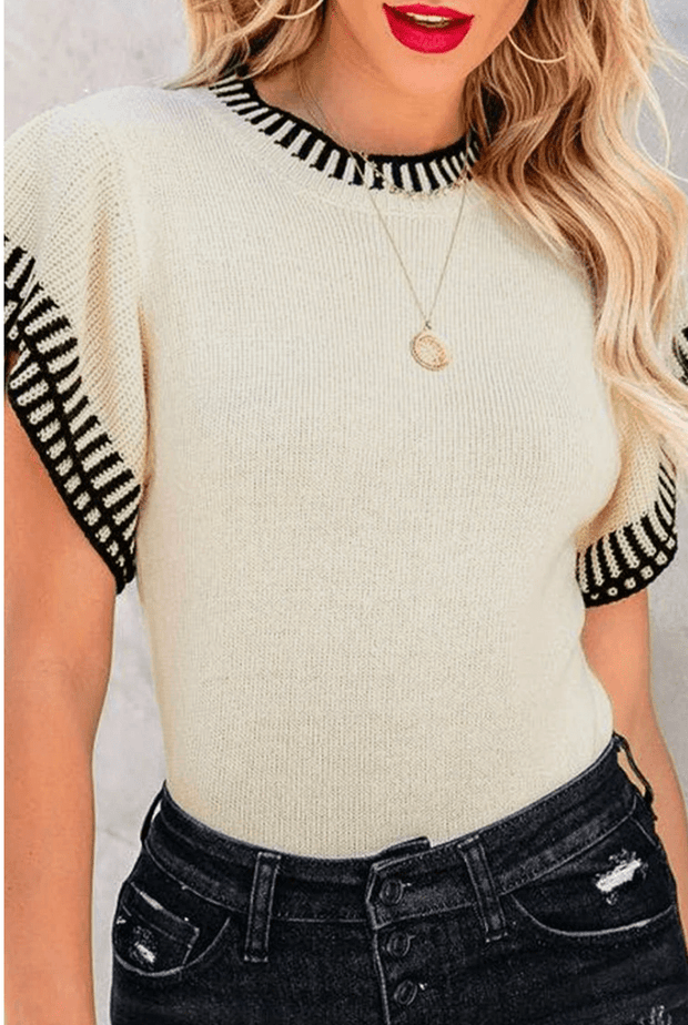 Franny Contrast Trim Knitted Top | S-XL