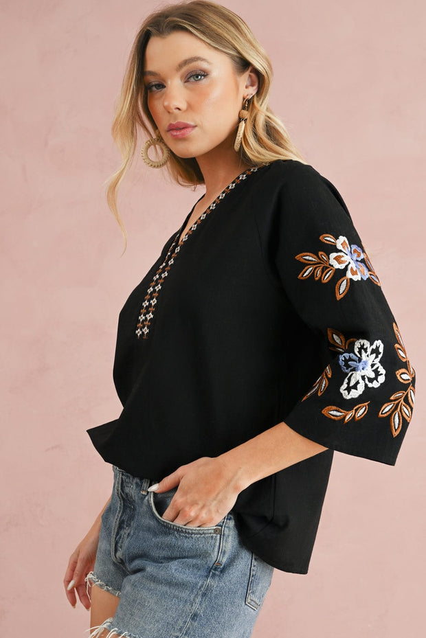 Freddie Floral Embroidered Blouse | S-3XL