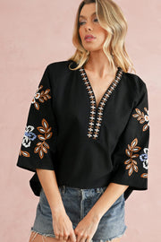 Freddie Floral Embroidered Blouse | S-3XL