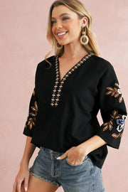 Freddie Floral Embroidered Blouse | S-3XL