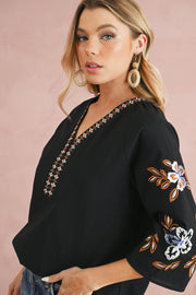 Freddie Floral Embroidered Blouse | S-3XL