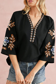 Freddie Floral Embroidered Blouse | S-3XL