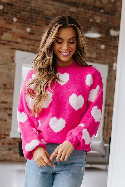 SALE - Fuzzy Heart Sweater
