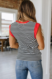 Gene Striped Sleeveless Top | S-XL