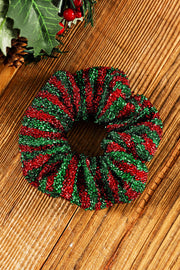 Glitter Striped Christmas Scrunchie