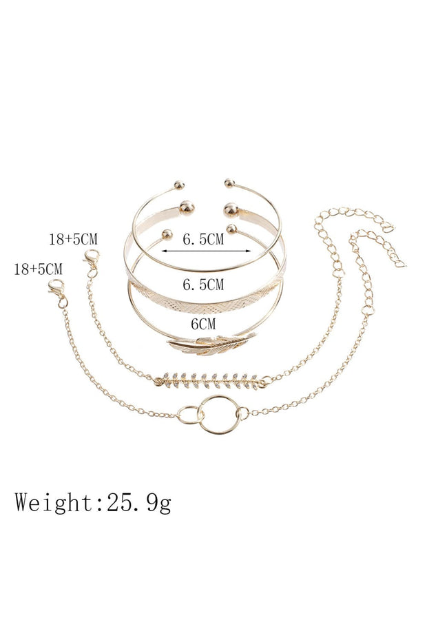 Gold 5Pcs Adjustable Bracelet Set