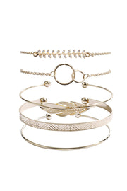 Gold 5Pcs Adjustable Bracelet Set