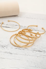 Gold 7 pcs Textured Bracelet Set