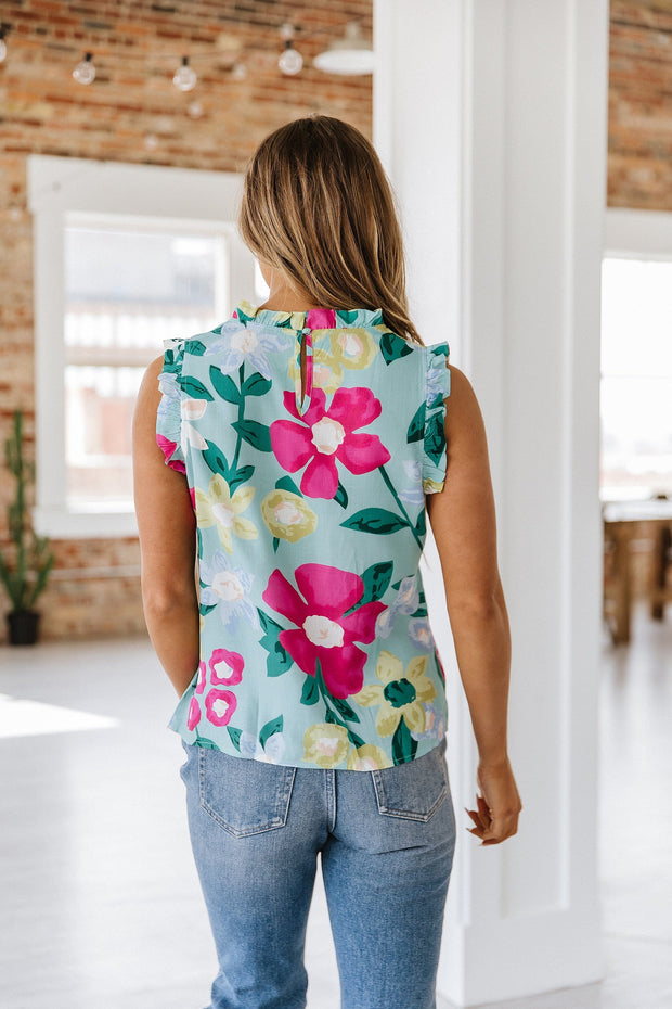 SALE - Grace Floral Ruffle Sleeveless Top