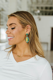 Green Beaded Football Earrings | PRE ORDER