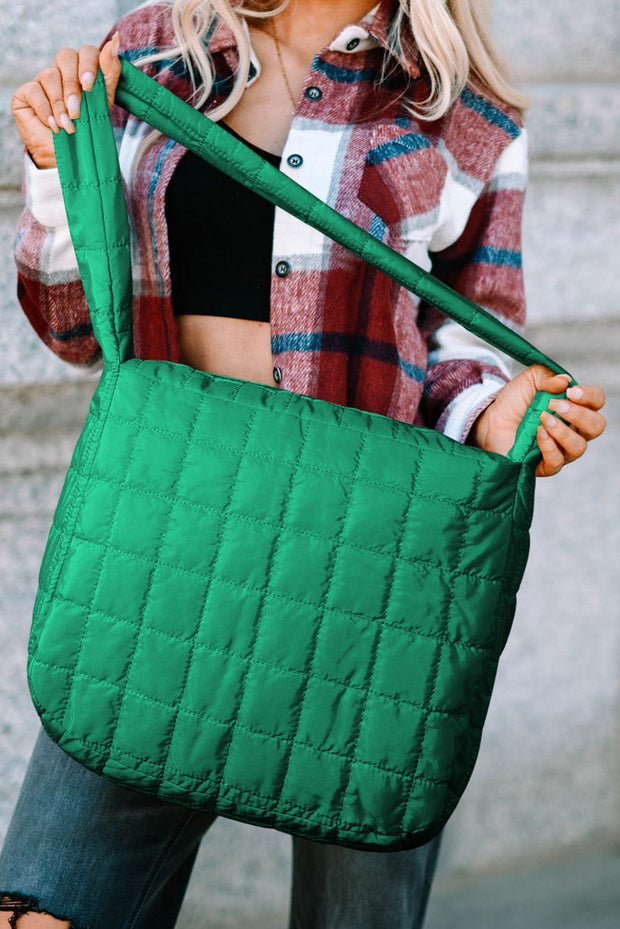 Green Casual Quilted Purse
