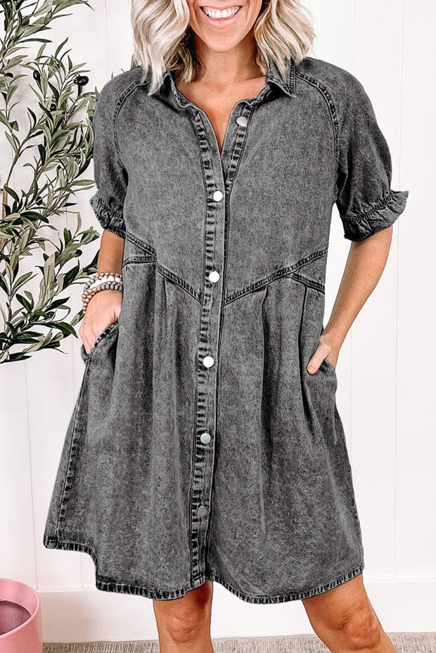 Grey - Dawn Short Sleeve Denim Dress
