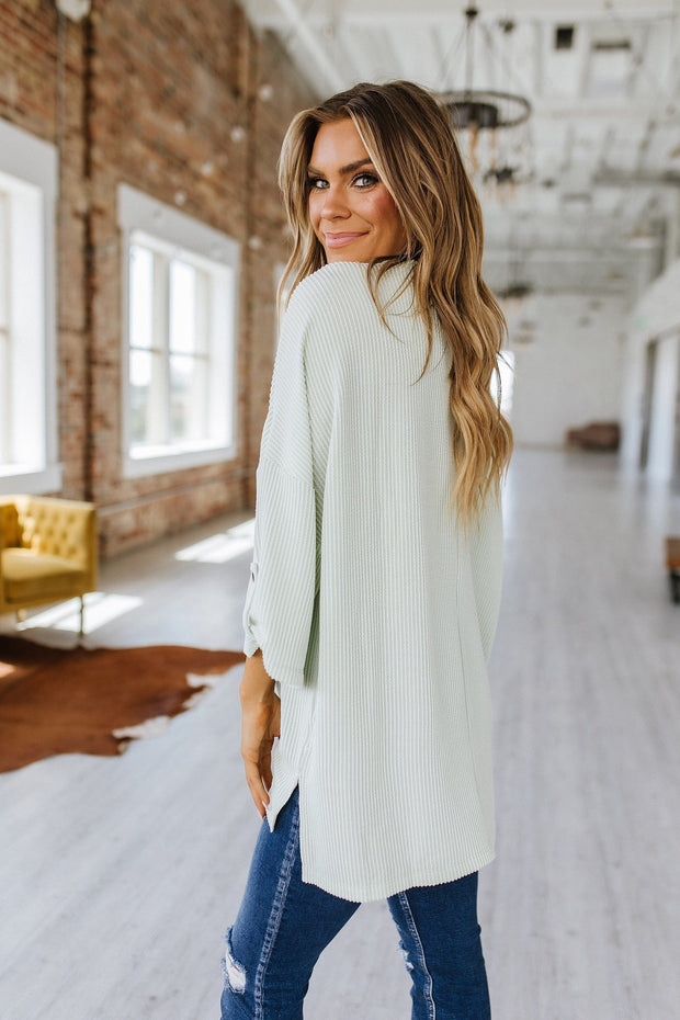 Halle Ribbed Pocket Oversized Top | S-2XL