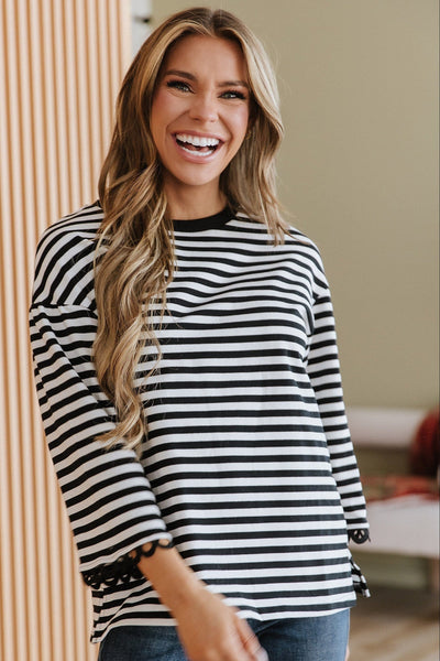 Halle Striped Bell Sleeve Top | DROPSHIP
