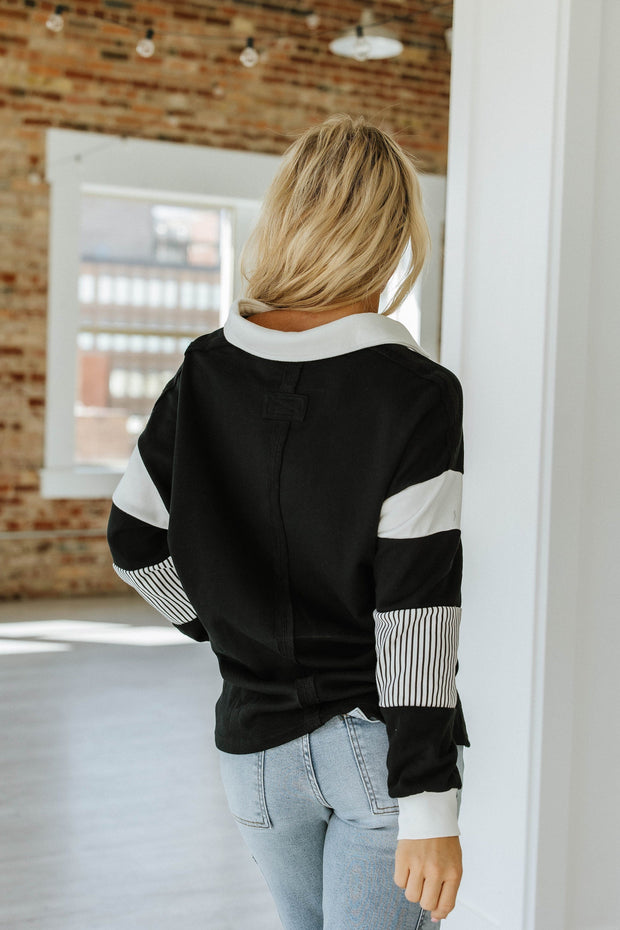 Hannah Striped Collared Sweatshirt | S-2XL