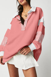 Hannah Striped Collared Sweatshirt | S-2XL