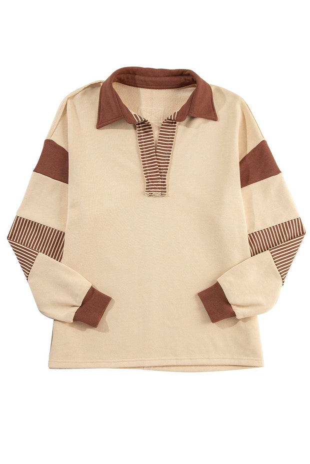 Hannah Striped Collared Sweatshirt | S-2XL