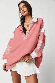 Hannah Striped Collared Sweatshirt | S-2XL