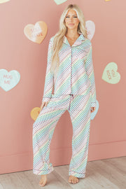 Heart Print Valentines Pajama Set | DROPSHIP