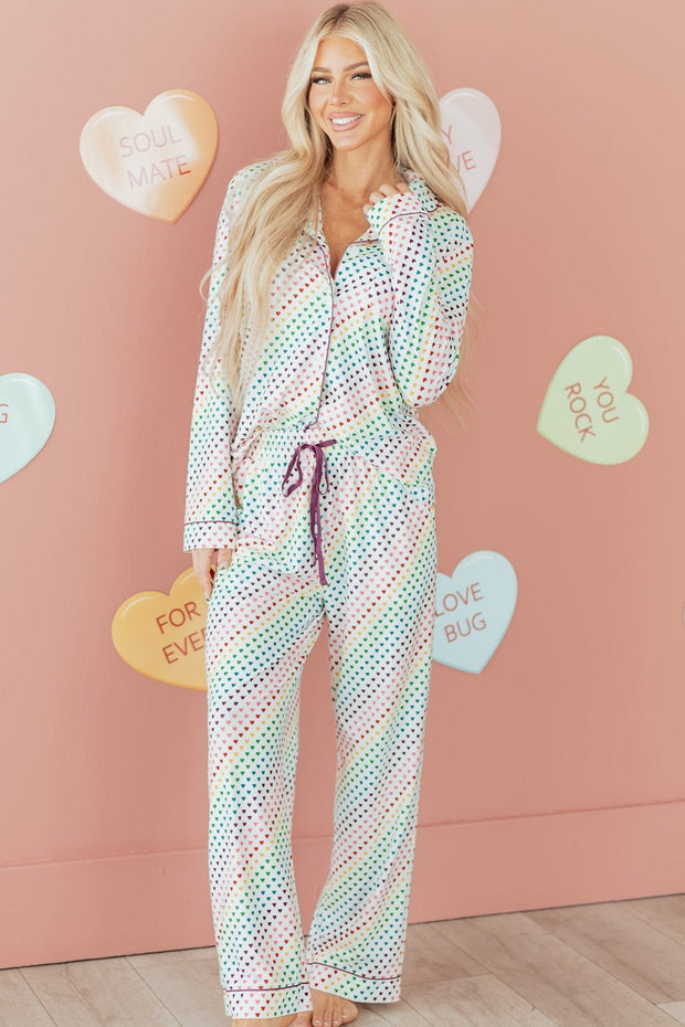 Heart Print Valentines Pajama Set | DROPSHIP