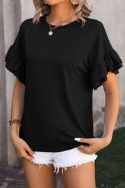 Heather Ruffle Sleeve Textured Blouse | S-XL