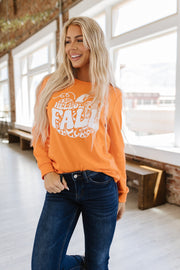Hello Fall  Graphic Long Sleeve Top | S-2XL