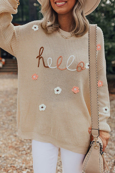 Hello Floral Embroidered Knit Sweater | PRE ORDER