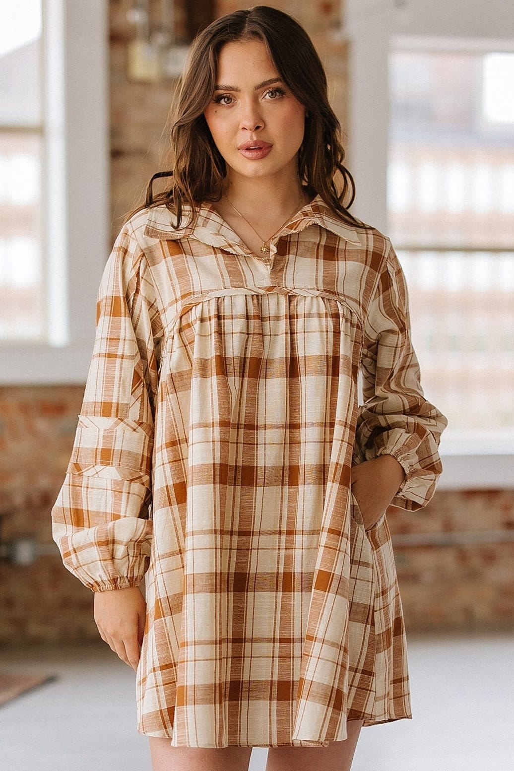 SALE - Higley Plaid Babydoll Mini Dress