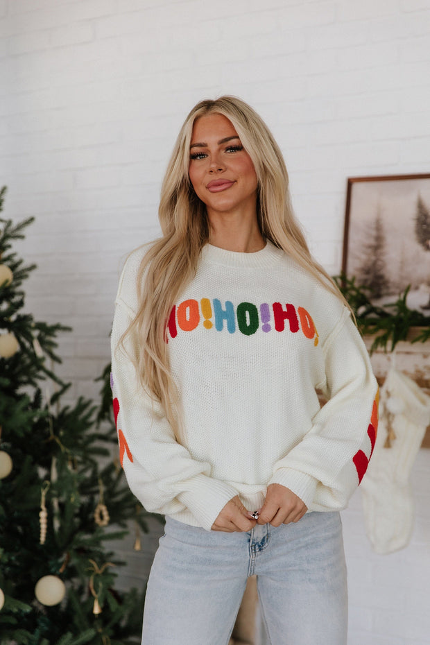HOHOHO Chenille Letter Holiday Sweater | DROPSHIP