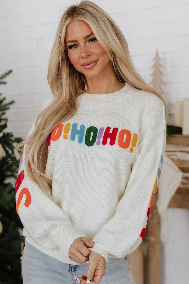 HOHOHO Chenille Letter Holiday Sweater | DROPSHIP