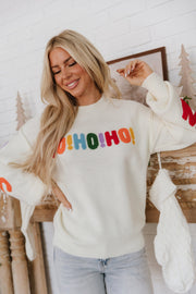 HOHOHO Chenille Letter Holiday Sweater | DROPSHIP