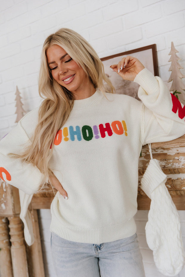 HOHOHO Chenille Letter Holiday Sweater | DROPSHIP