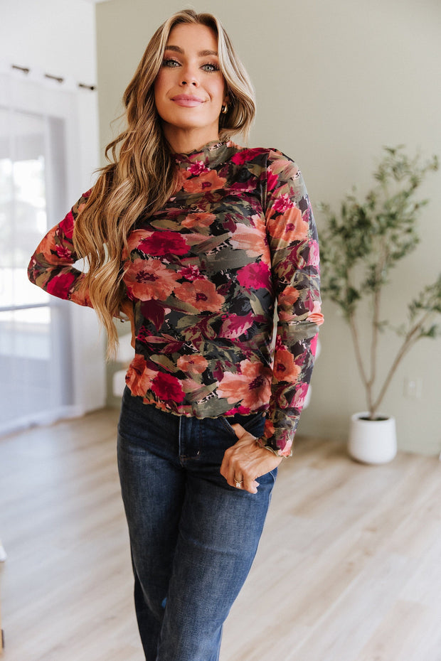 Isolde Floral Print Mesh Top | DROPSHIP