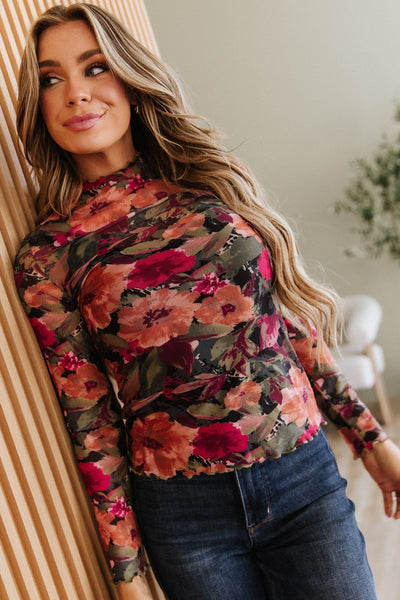 Isolde Floral Print Mesh Top | DROPSHIP