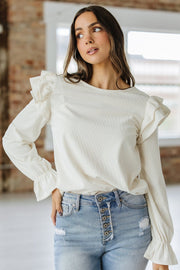 Jadie Corduroy Ruffled Blouse | S-XL