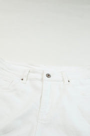 James Distressed Denim Shorts- White