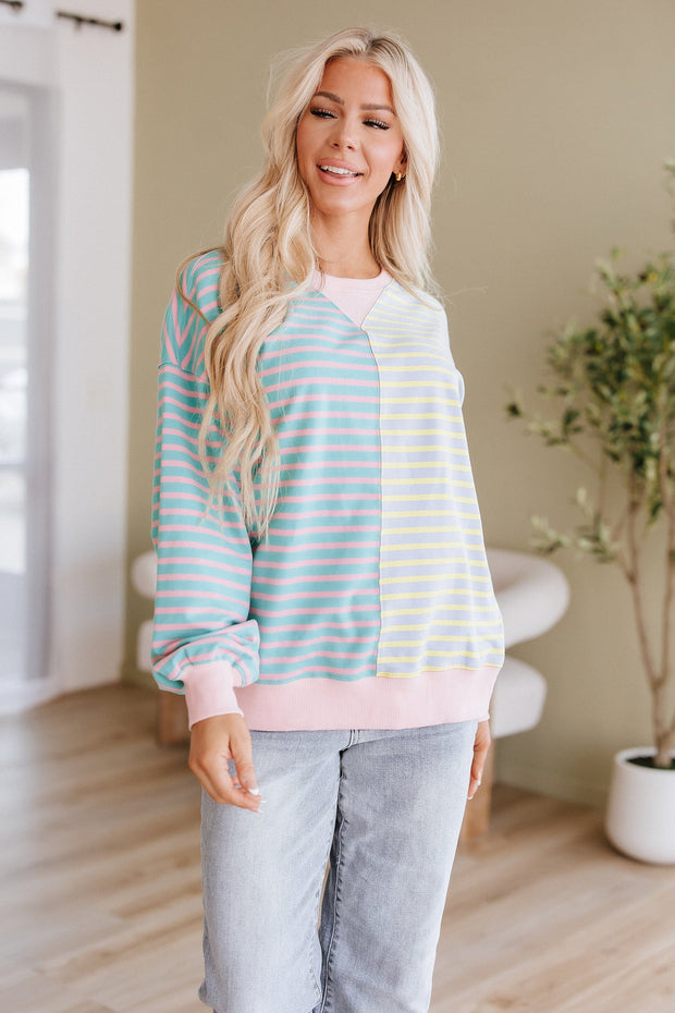Jenny Striped Colorblock Sweatshirt | DROPSHIP