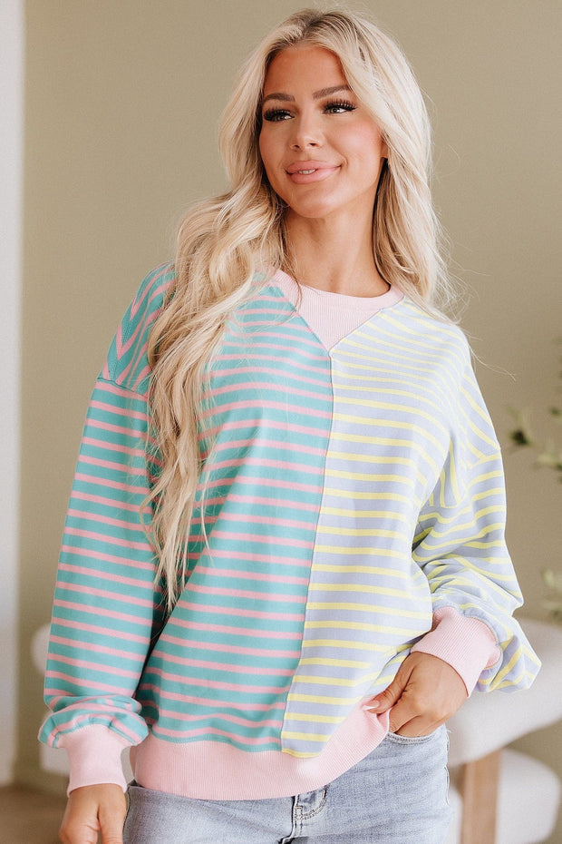 Jenny Striped Colorblock Sweatshirt | DROPSHIP