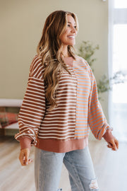 Jenny Striped Colorblock Sweatshirt | DROPSHIP